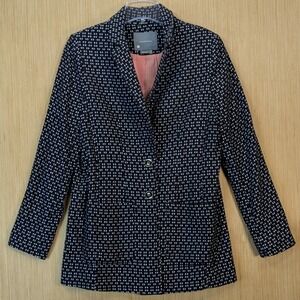 Anthropologie Women Black‎ Geometric Filipa Textured Cotton Blazer Jacket Medium